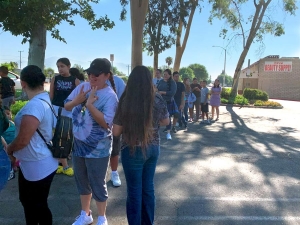 Waiting for backpack check-in