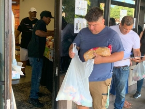 Receiving food giveaway