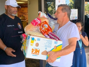 Food giveaway box filled to the brim