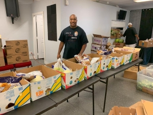 Pastor Davis food giveaway prep