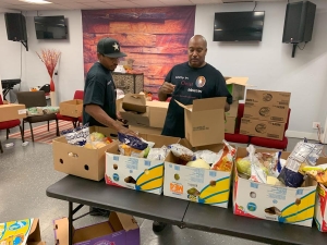 Pastor Davis food giveaway prep