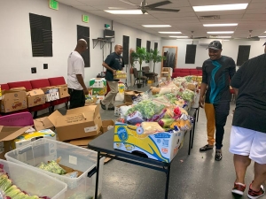 Church food giveaway team in motion