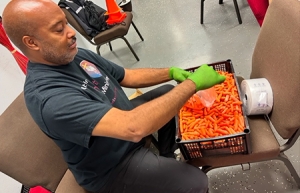 Pastor Billy Davis sorting