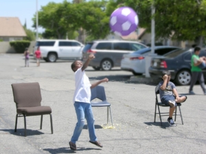 Kids playing with fun ball