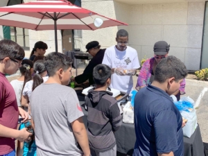 Kids waiting for hotdogs